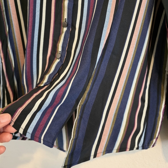 NWT Nicole Miller Artelier 100% Silk Blouse Striped Asymmetrical Top MSRP $275 - Picture 10 of 16